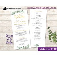 Greenery Wedding Program tea length template,Greenery Wedding Order of Service template, (78)